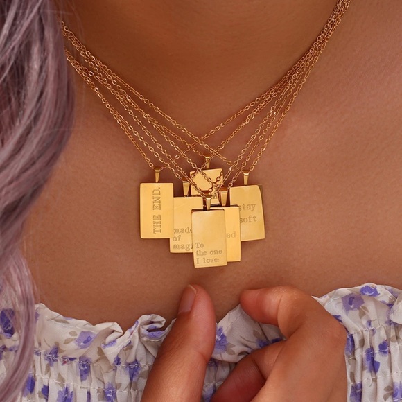 Jewelry - NEW 18K GOLD ENGRAVED LETTERS NECKLACE, NICE NECKLACE, CUTE NECKLACE